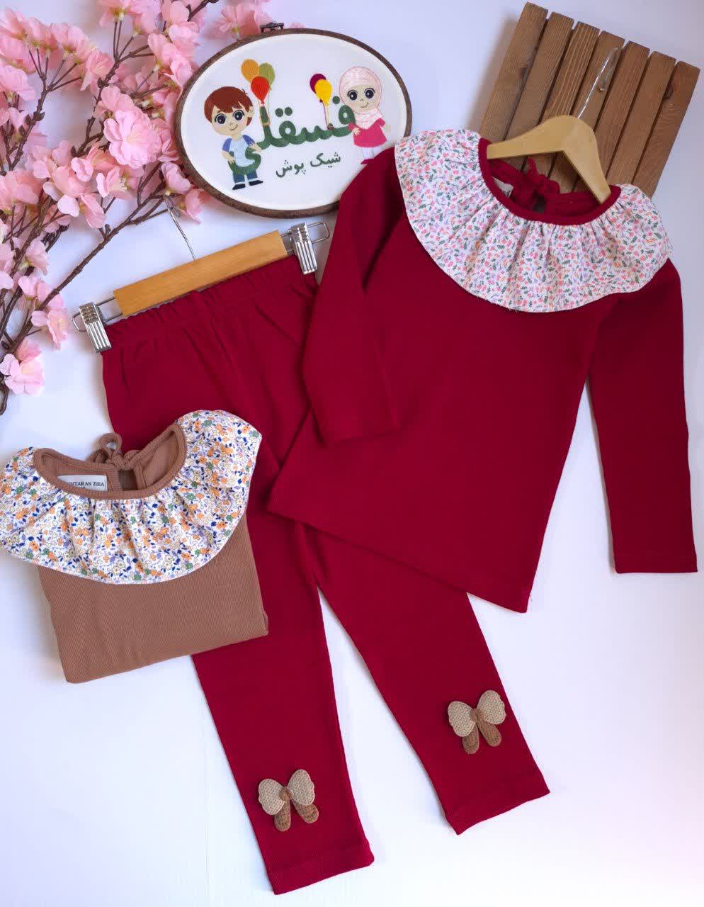 بلوز شلوار یقه گل گلی